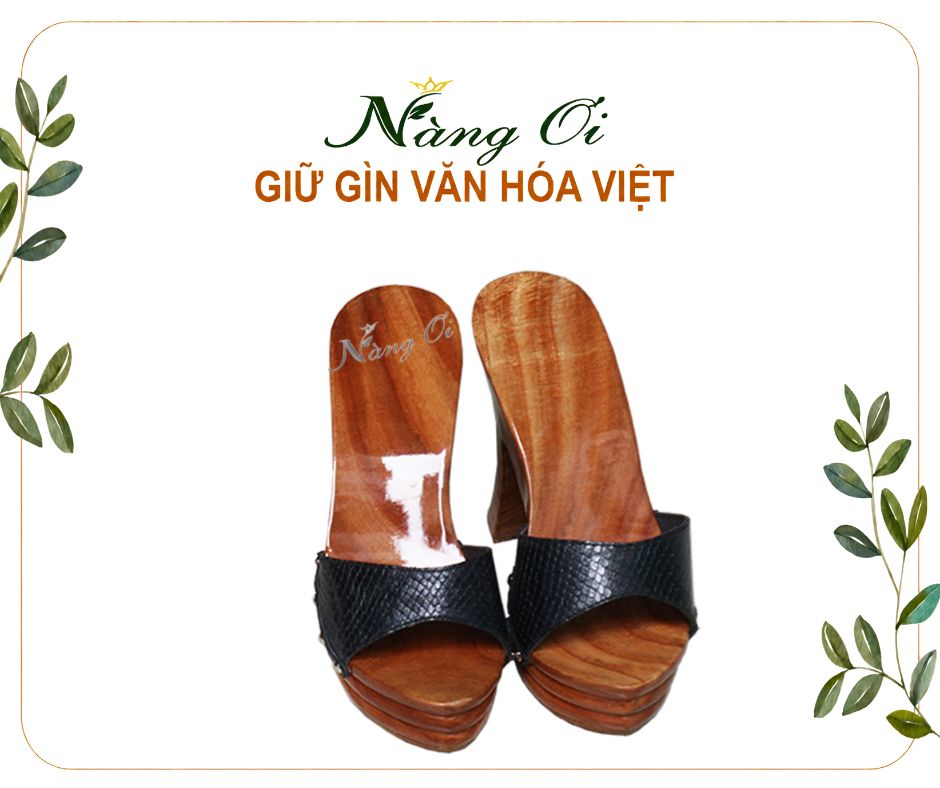guốc gỗ cao gót 14cm